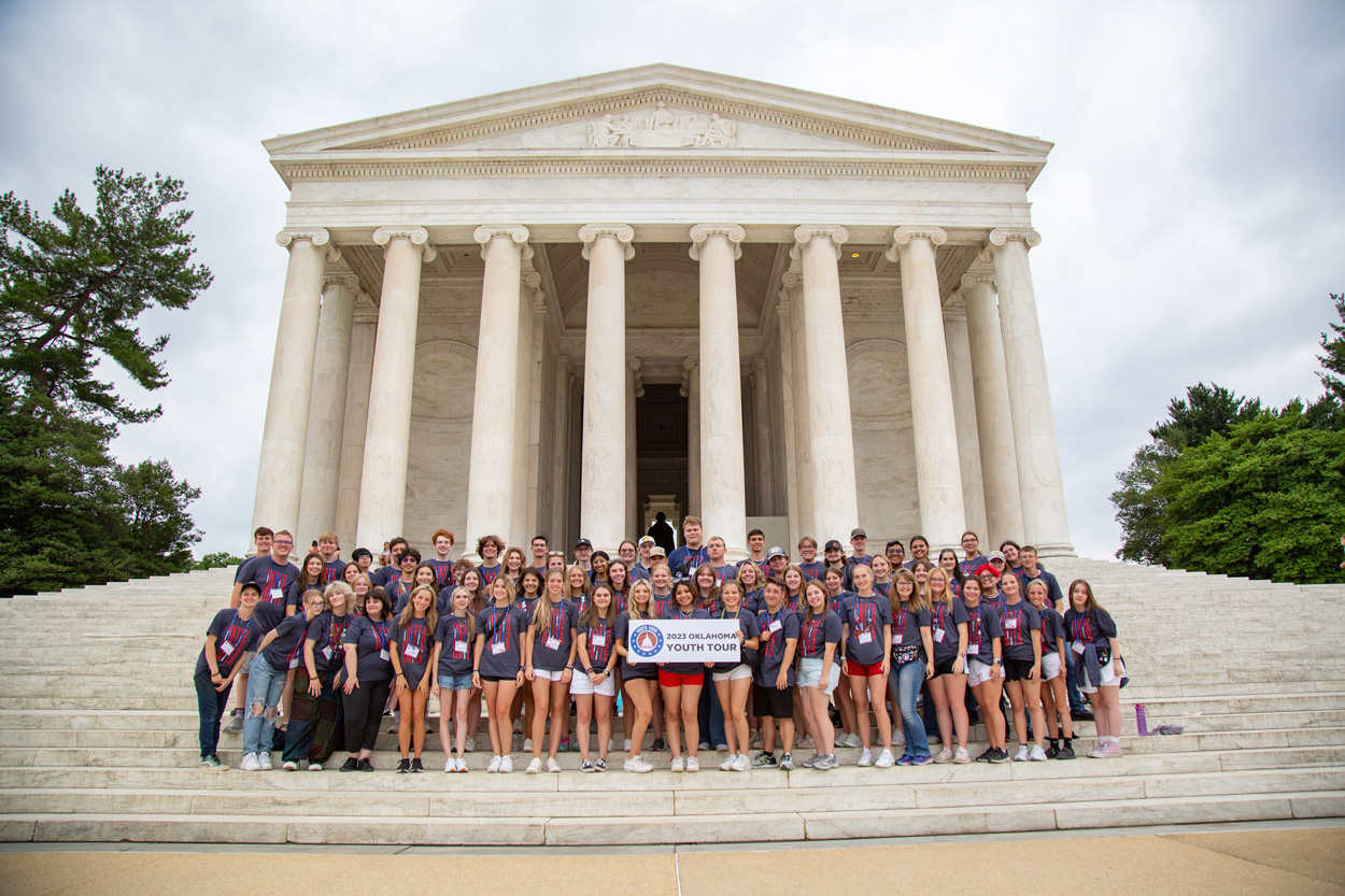Youth Tour participants standing on the Capitol steps
